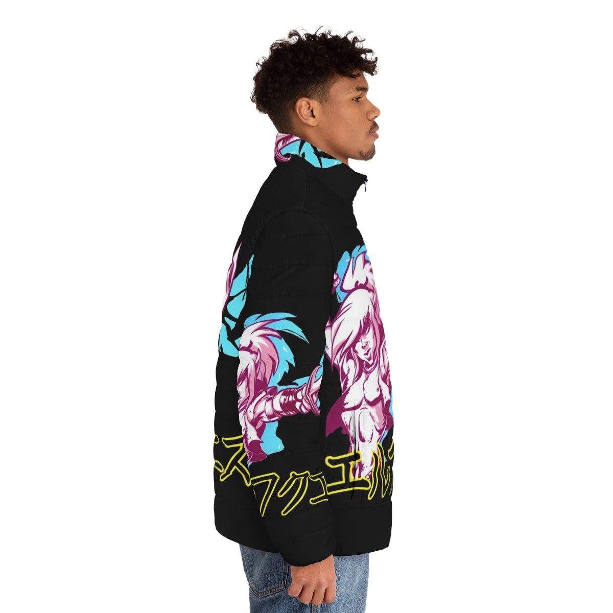 Elfquest Katakana Puffer Jacket featuring fantasy art and characters - men side right