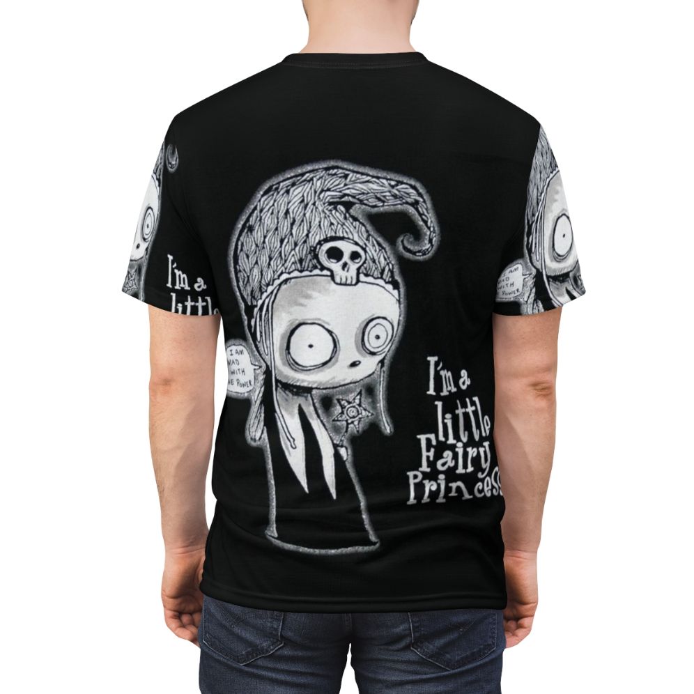 A t-shirt featuring a haunting, gothic design inspired by the character Lenore from Edgar Allan Poe's poetry. - men back