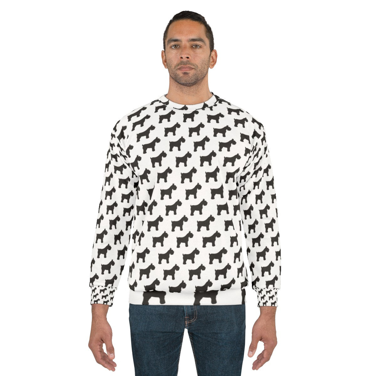 Schnauzer Sweatshirt with Houndstooth Pattern - men