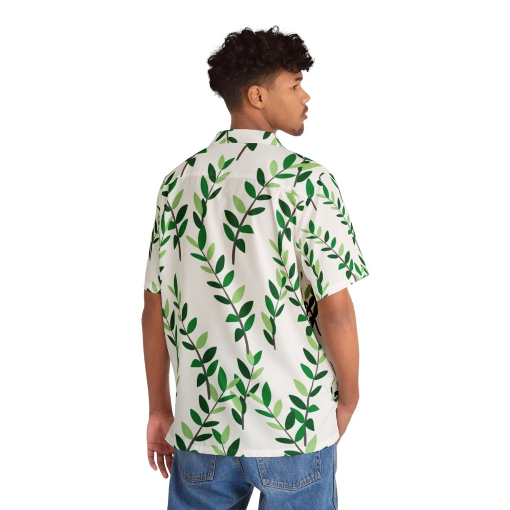 Zz plant leaves foliage pattern on a Hawaiian shirt - People Back