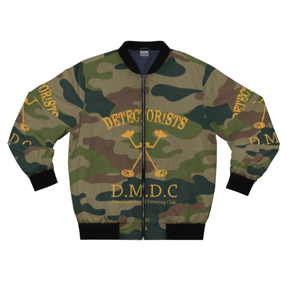 Detectorists Camo Bomber Jacket featuring the iconic Danebury Metal Detecting Club logo