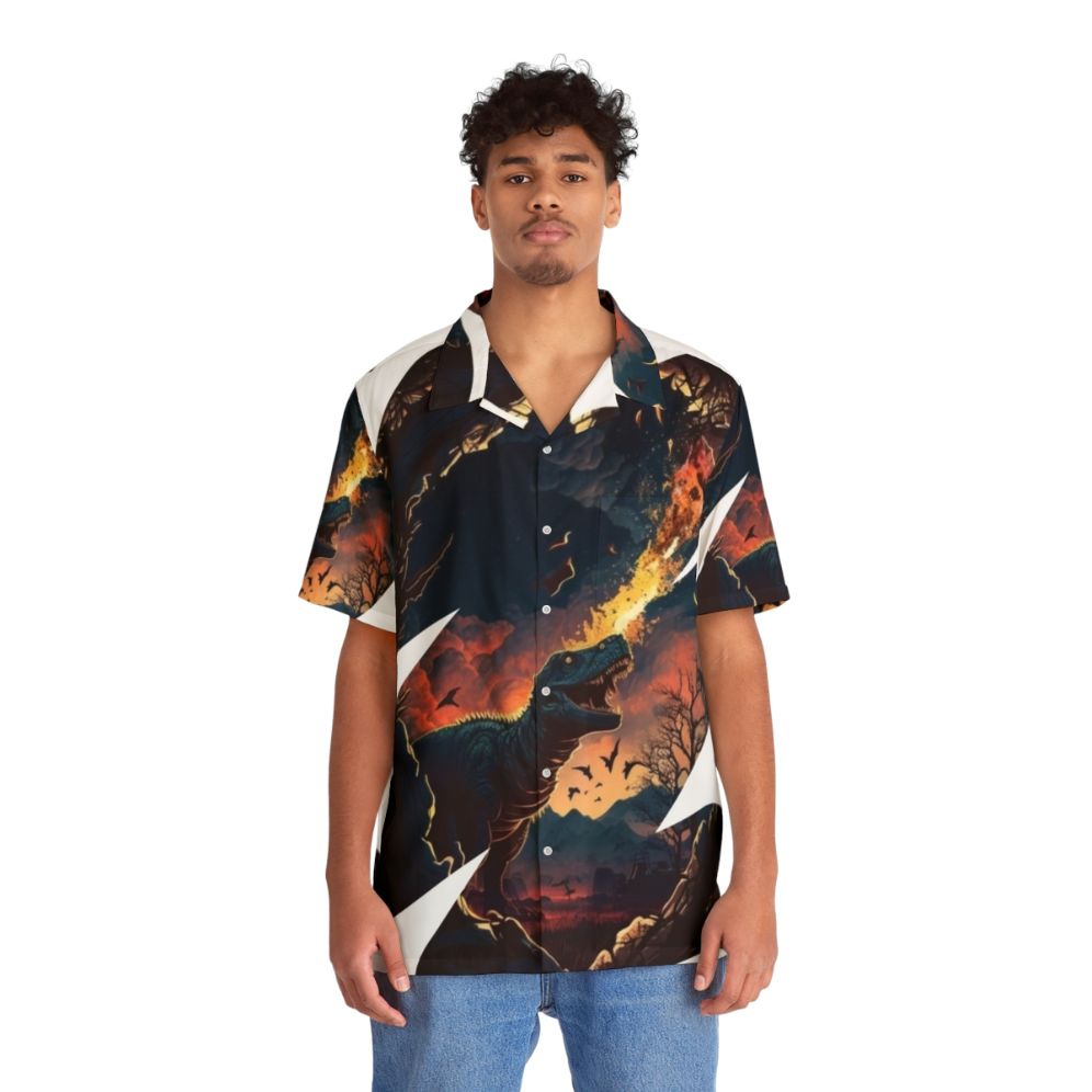 Dinotopia dinosaur print Hawaiian shirt - People Front