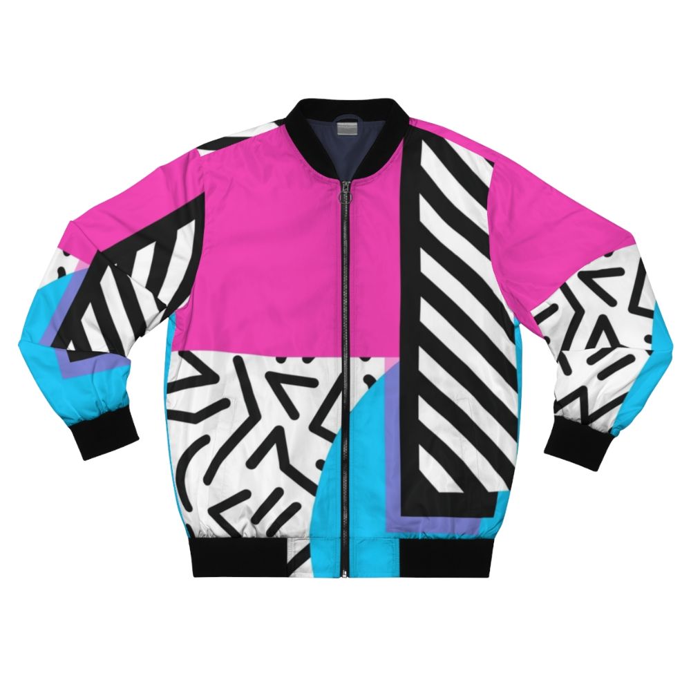 Colorful retro memphis abstract pattern bomber jacket