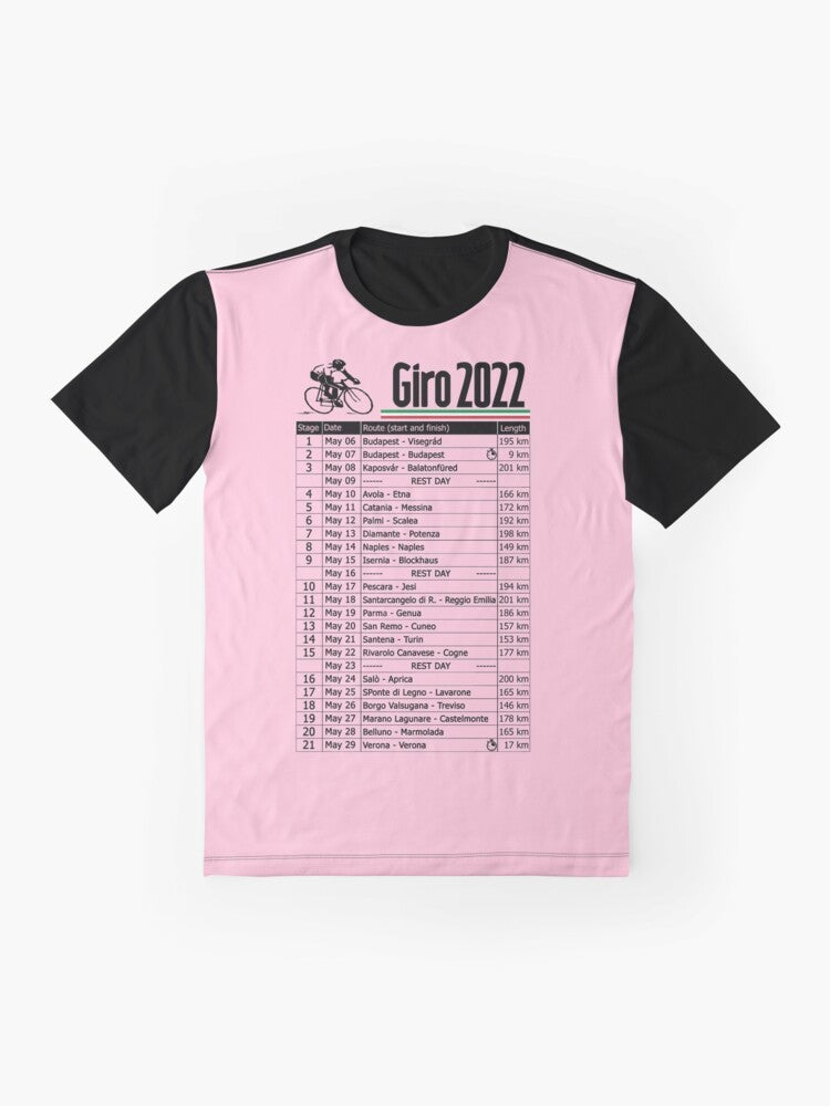 Giro d'Italia 2022 cycling graphic t-shirt with Egan Bernal and other famous cyclists - Flat lay