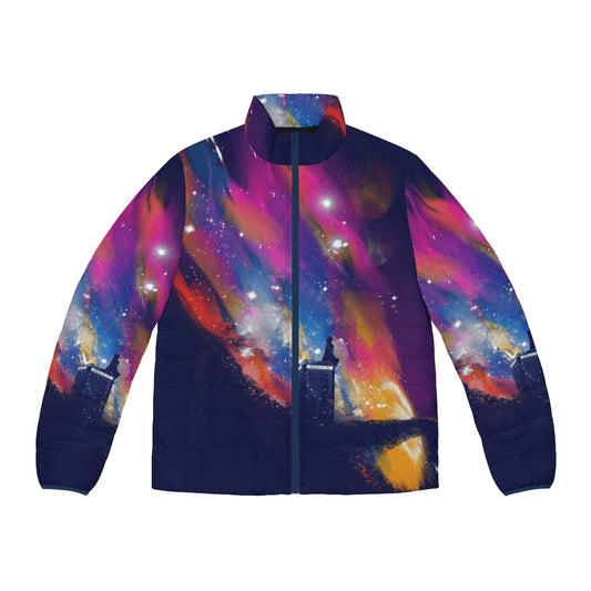 13th Doctor Who Puffer Jacket with Vibrant, Artistic Design