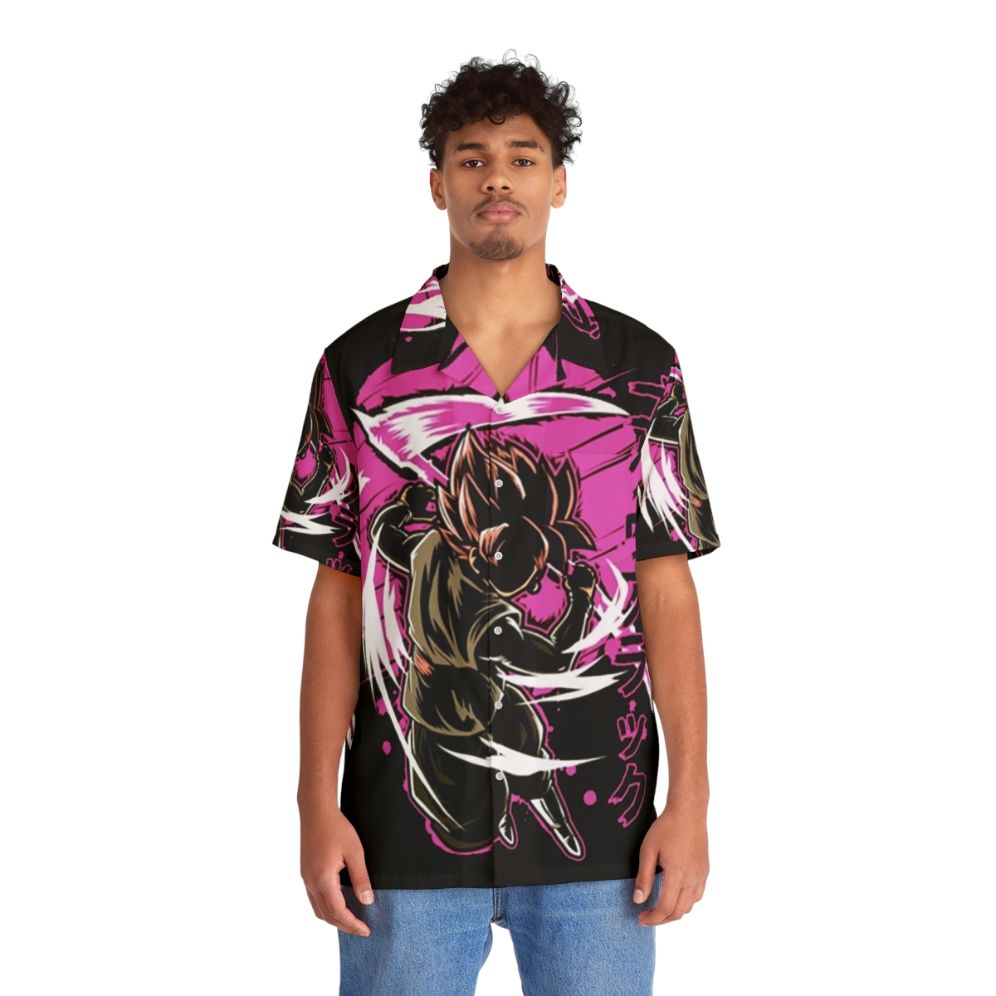 Black Goku Dragon Ball Z Hawaiian Shirt - People Front