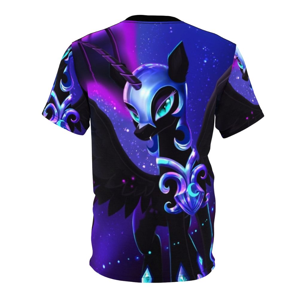 Nightmare Moon, the dark alicorn princess from My Little Pony, featured on a high-quality all-over print t-shirt - Back