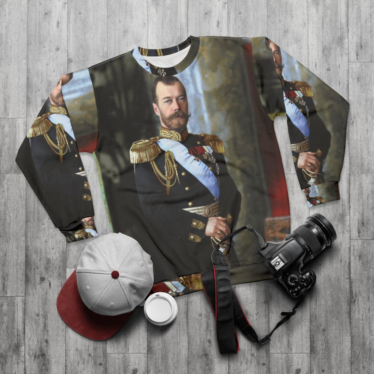 Vintage Tsar Nicholas II of Russia Portrait Sweatshirt - flat lay