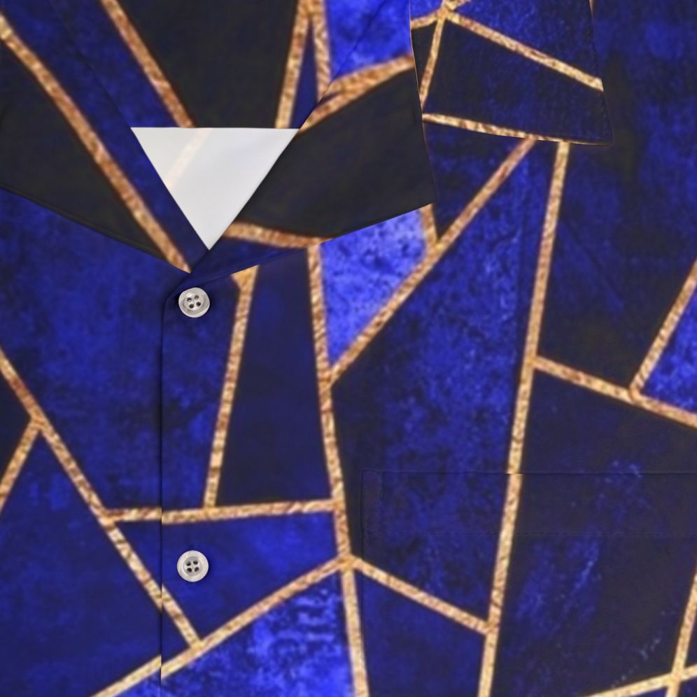 Blue abstract geometric Hawaiian shirt - Detail