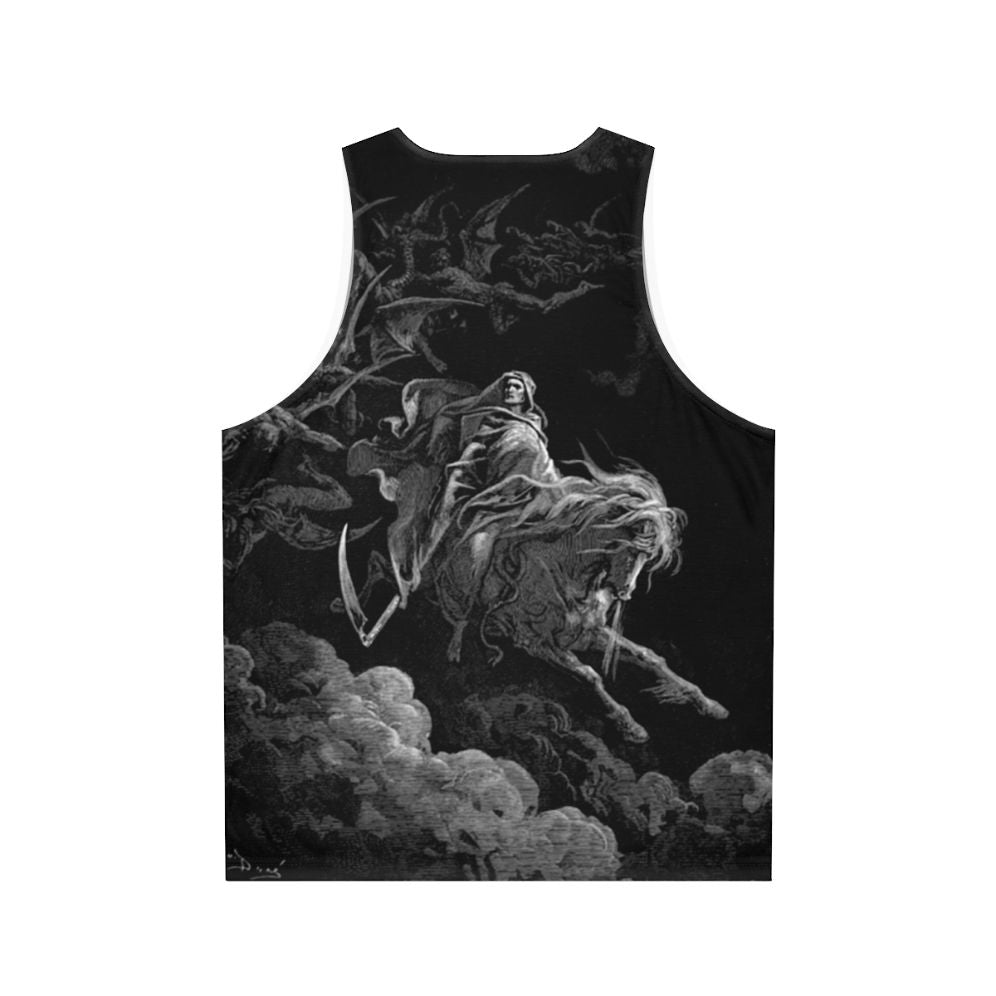 Unisex tank top featuring Gustave Dore's "Death on the Pale Horse" religious art - Back