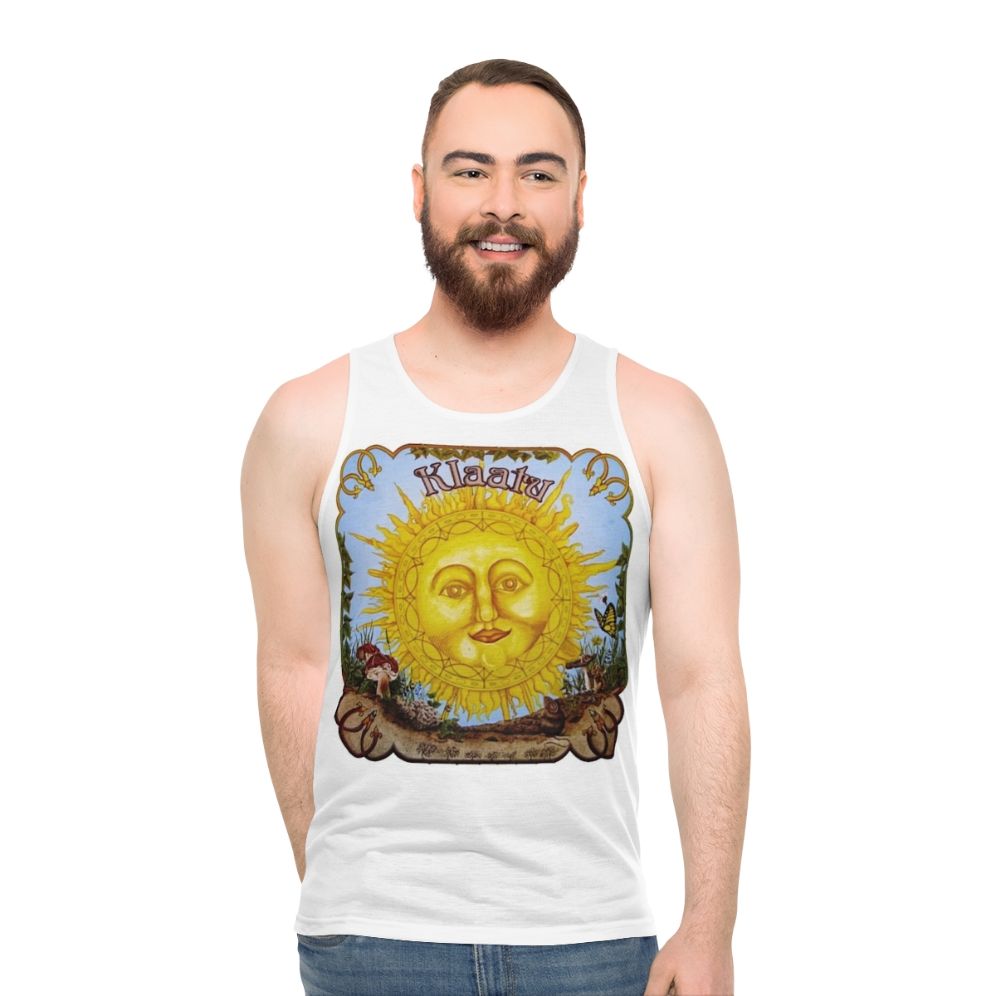 Vintage Unisex Klaatu Tank Top with Psychedelic and Folk Music Inspired Design - men