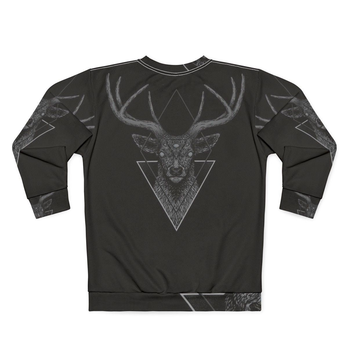 Dark deer geometric print sweatshirt - Back