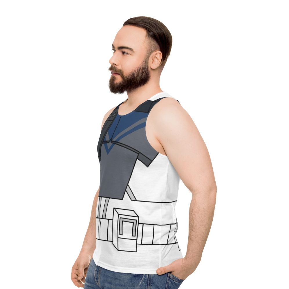 Unisex tank top with galactic armor design - men side