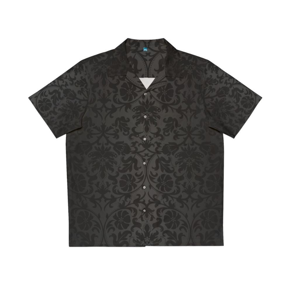 Black Floral Damask Hawaiian Shirt