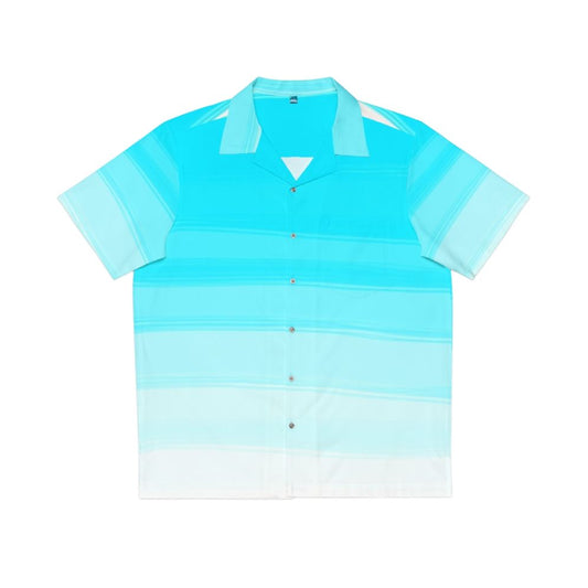 Artistic blue ombre Hawaiian shirt with paintbrush strokes