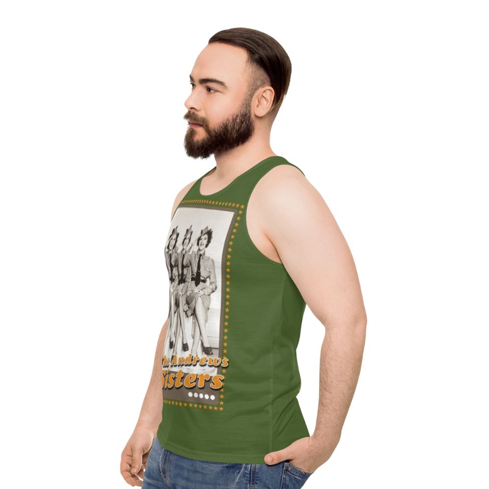 Vintage Andrews Sisters Unisex Tank Top - men side