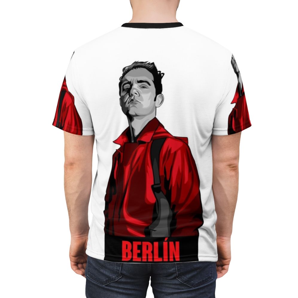 Money Heist inspired Berlin t-shirt with red and black design - men back