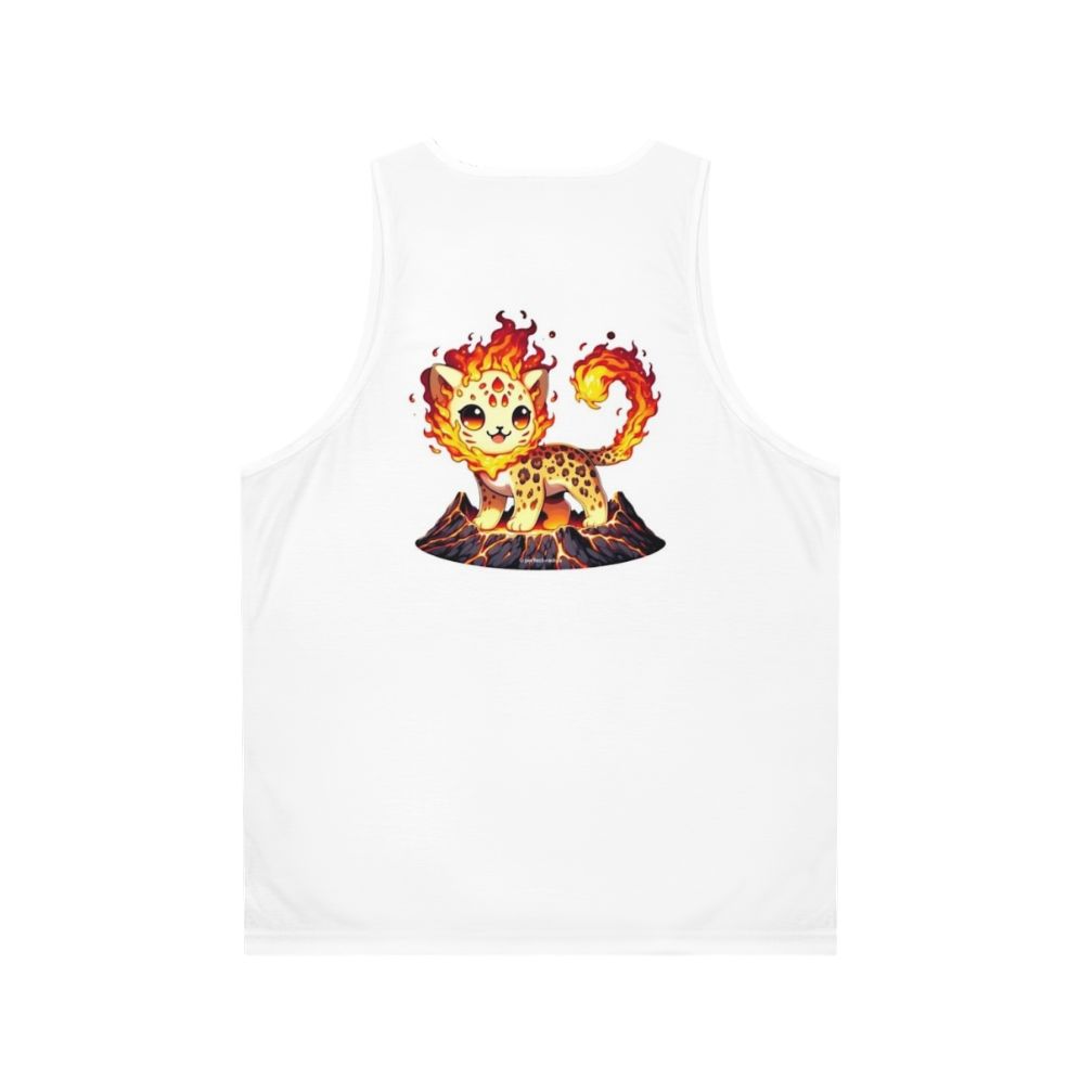 Unisex tank top with a graphic design of a legendary lava leopard - Back