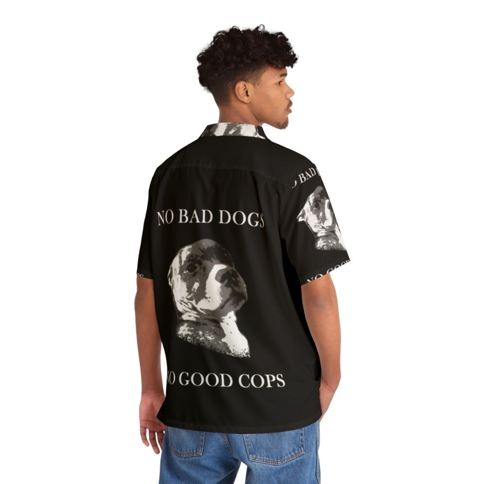 Anti-police brutality Hawaiian shirt with pit bull design - Flat lay