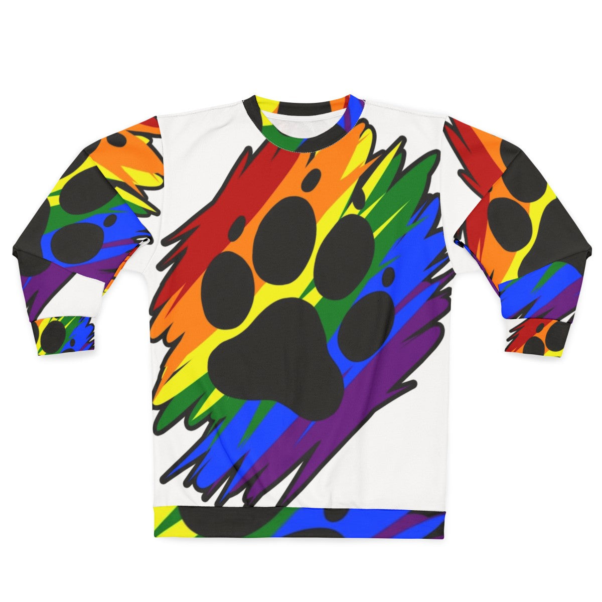 Vibrant rainbow paint splatter design on a comfortable sweatshirt