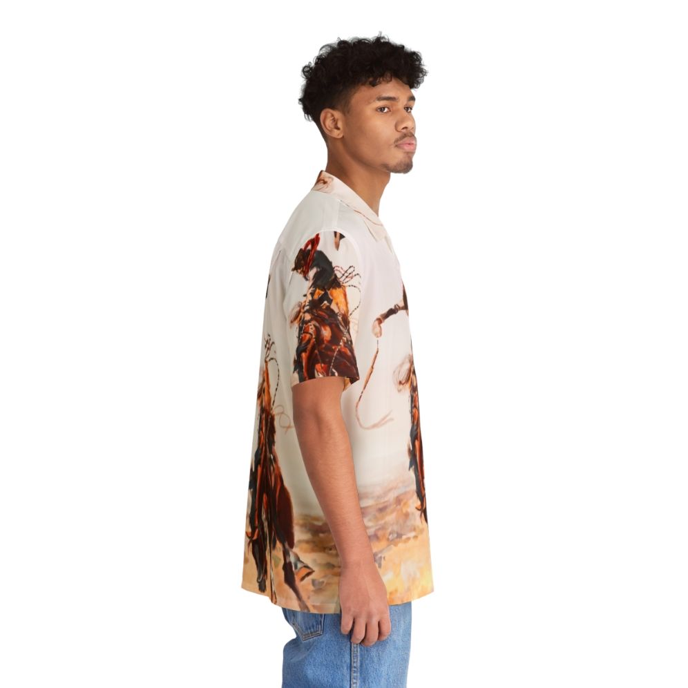 Vintage western-inspired Hawaiian shirt with Native American design elements - People Pight