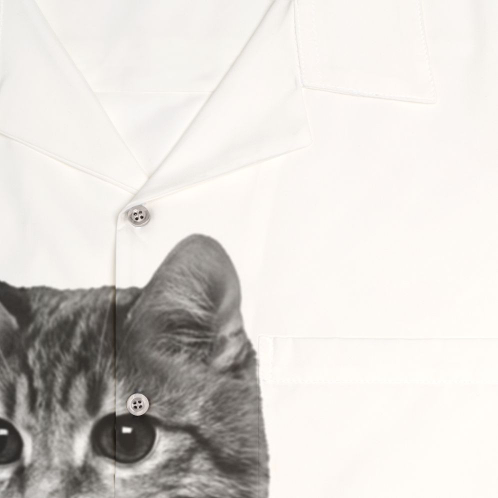 Stay Metal Hawaiian Shirt with Nicolas Cage Cat Meme Print - Detail