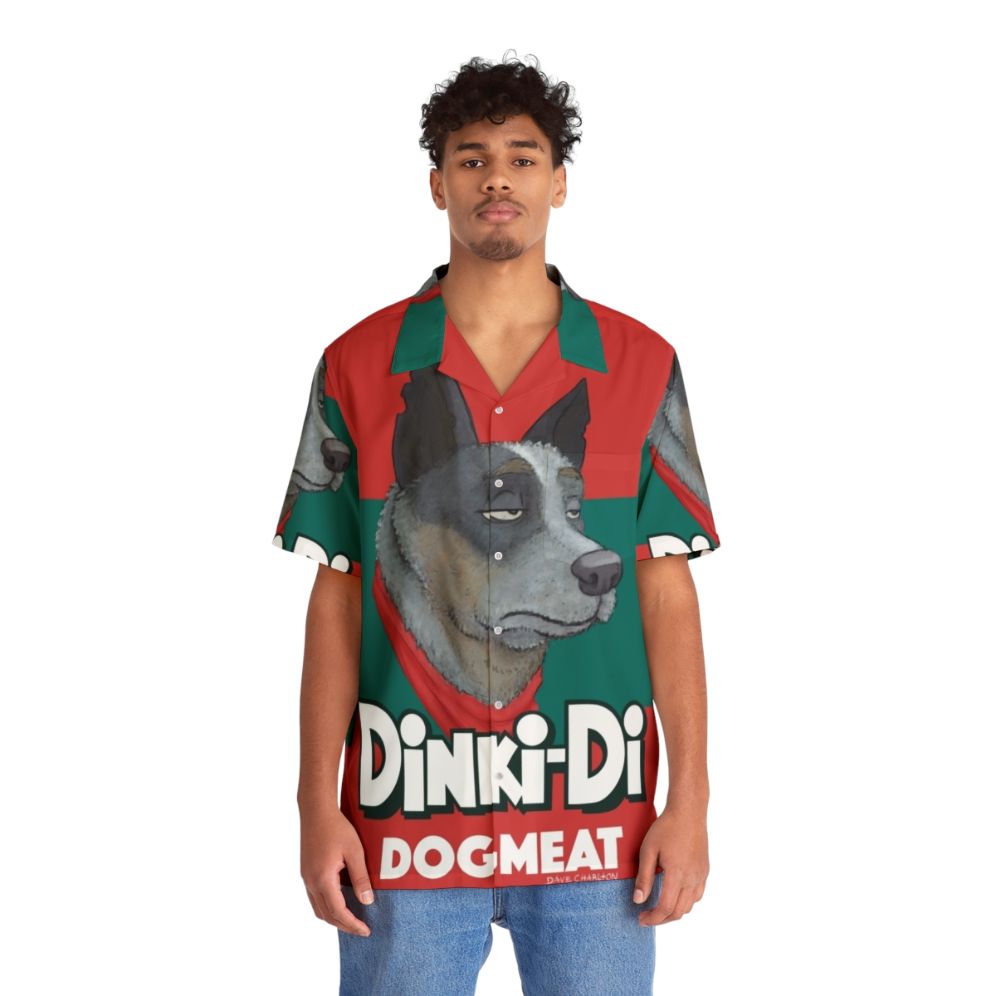 Dinki Di Dogmeat Hawaiian Shirt with Post-Apocalyptic Cartoon Design - People Front