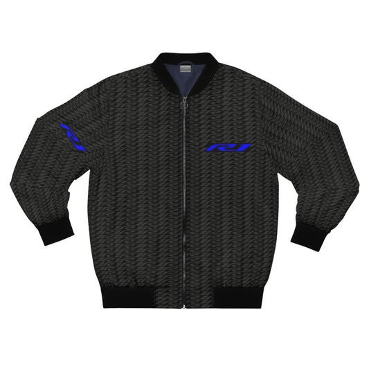Yamaha R1 pattern bomber jacket featuring the iconic Yamaha R1 motorcycle design