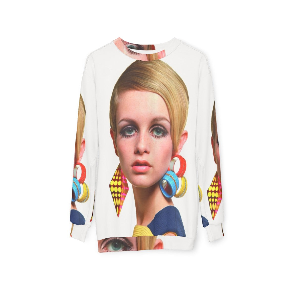 Twiggy Supermodel Sweatshirt in Vintage 60s Style - hanging