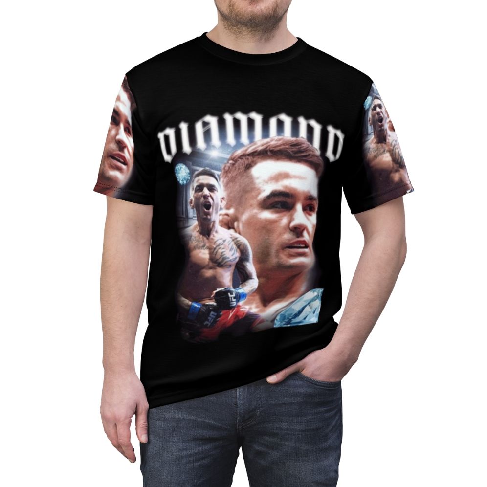 Dustin Poirier-inspired diamond design t-shirt for MMA and UFC fans - men front