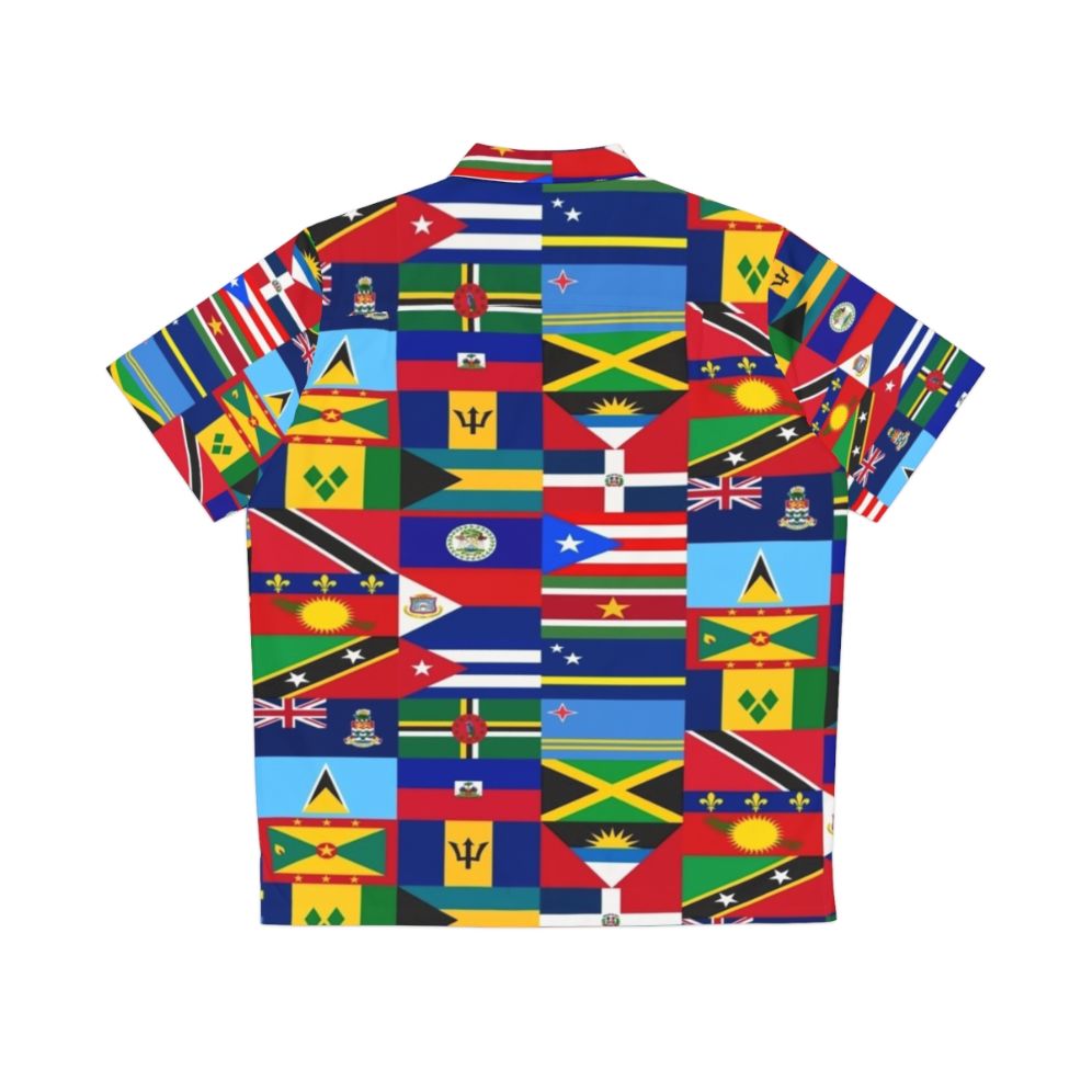 Caribbean flags printed on a tropical Hawaiian shirt - Back