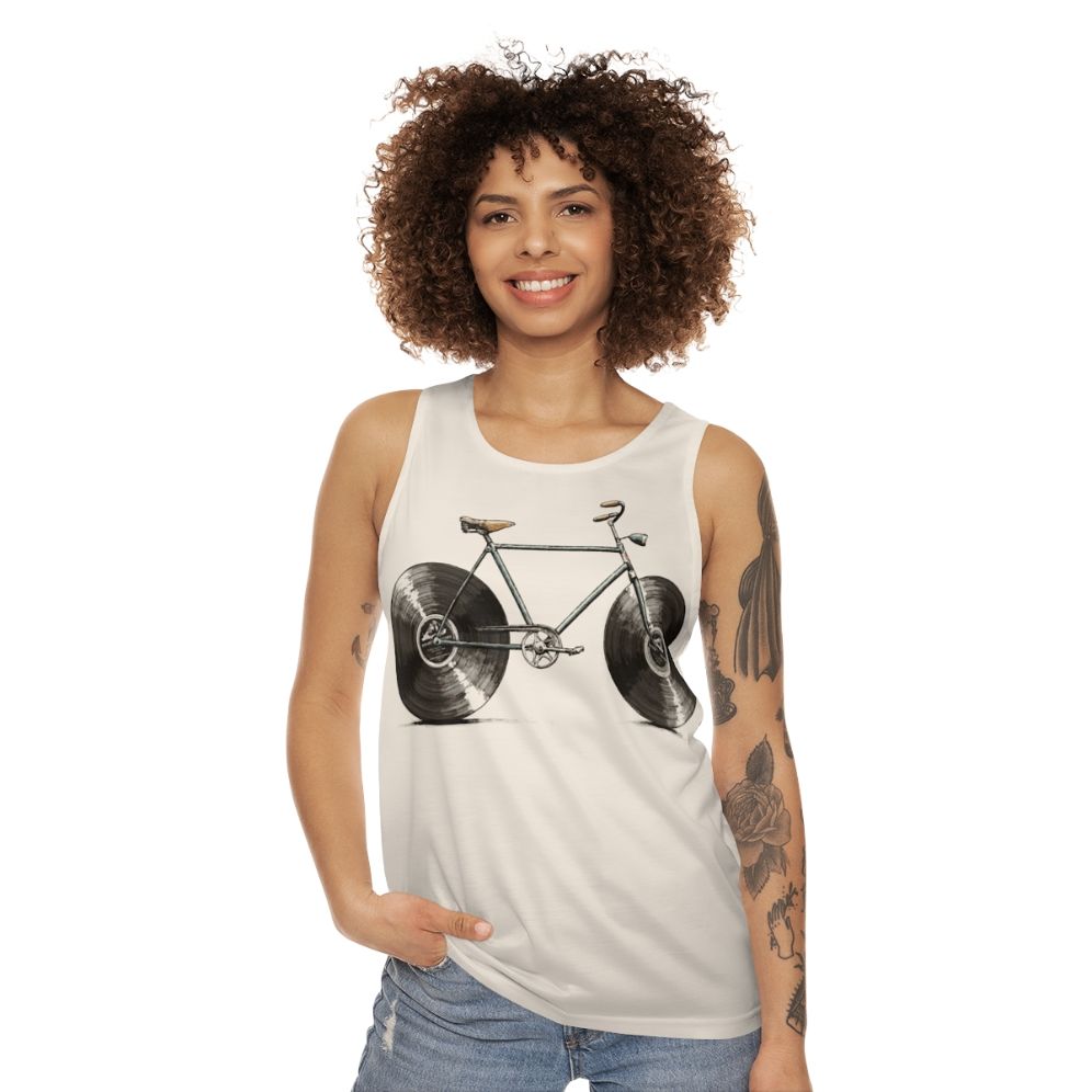 Unisex music and cycling tank top - women