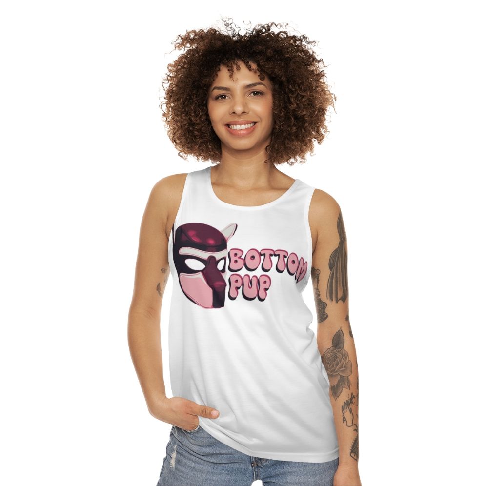 Unisex dog mask tank top for puppy play and BDSM - women