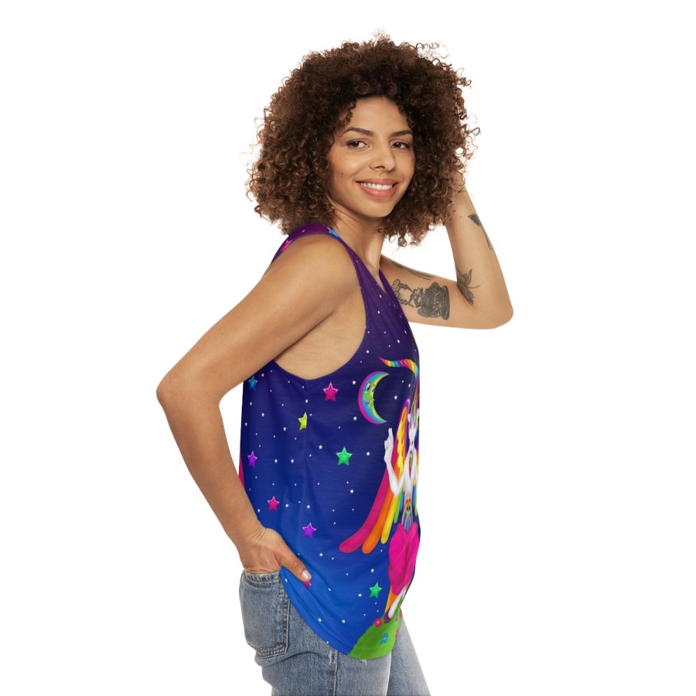 1990s neon rainbow baphomet unisex tank top - women side