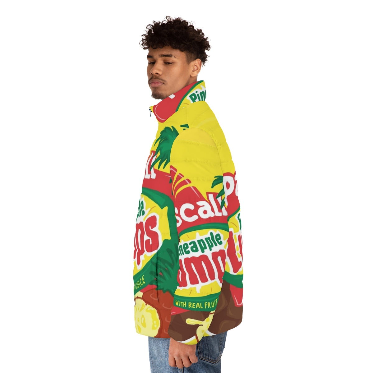 Pineapple Lumps Puffer Jacket, New Zealand Iconic Food Design - men side left