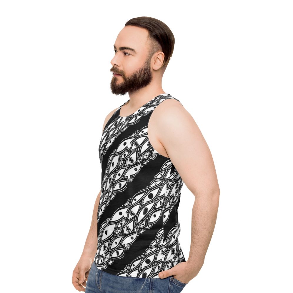 Unisex tank top with all-over eyeball print design - men side