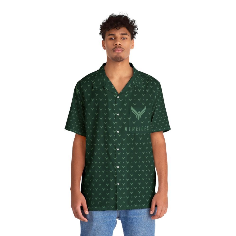 Dune-inspired Hawaiian shirt with Atreides House pattern - People Front