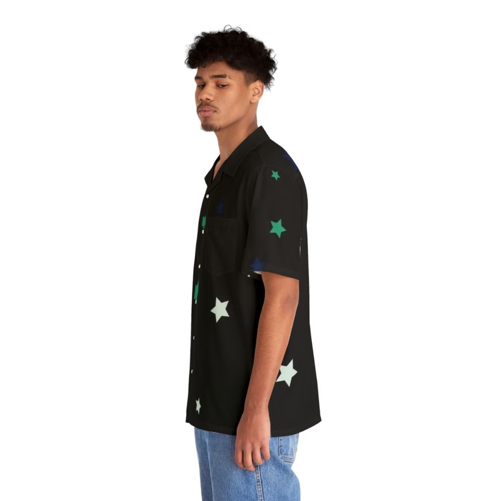 Celestial star pattern Hawaiian shirt with a minimalist galaxy print design - People Left