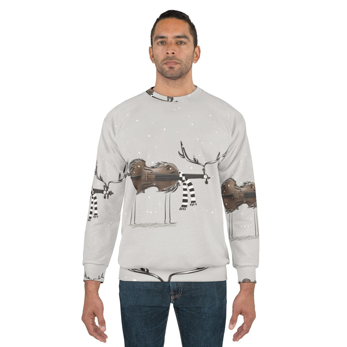 Christmas Violin Reindeer Sweatshirt for Musicians - men