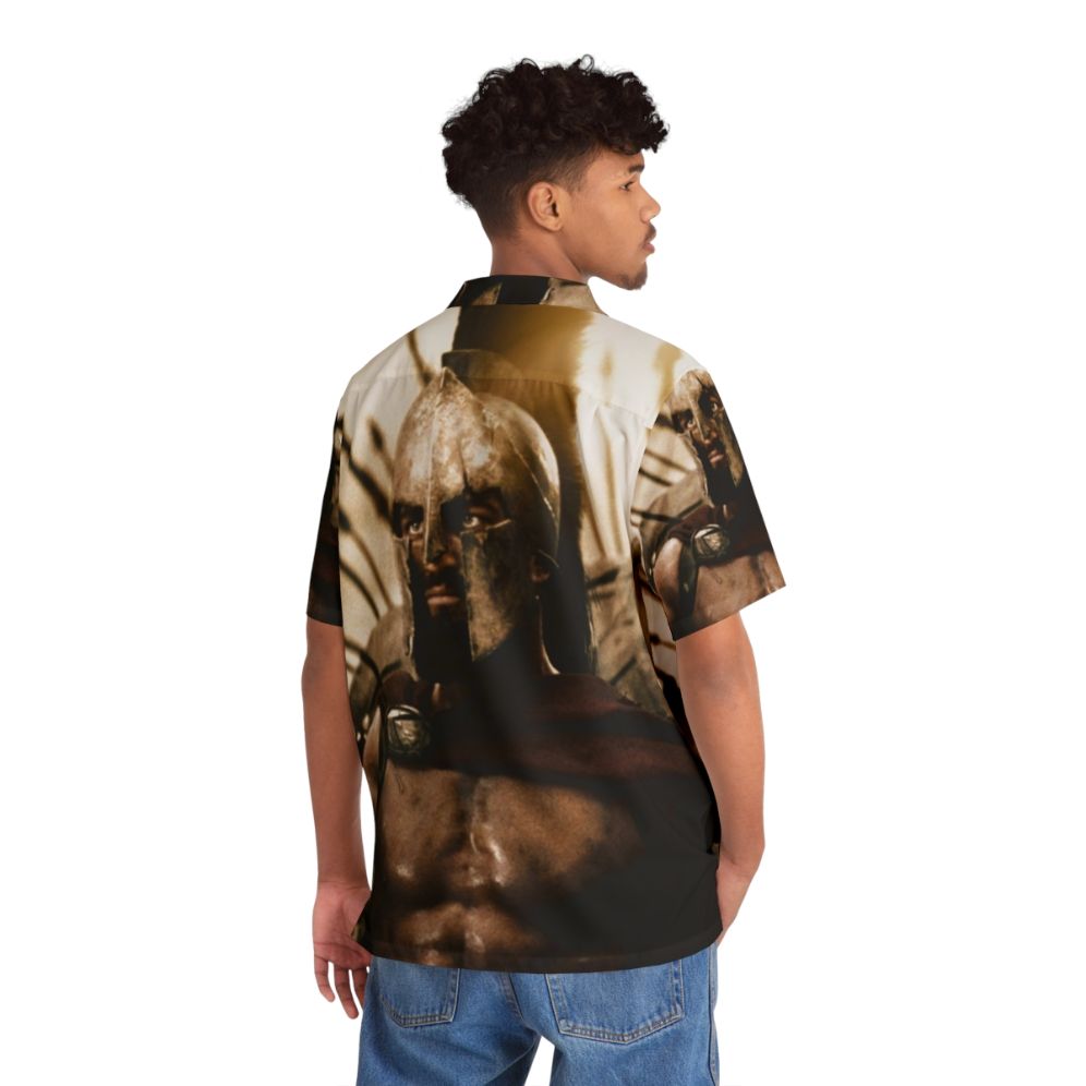 300 Spartans Greek Warrior Hawaiian Shirt - Flat lay