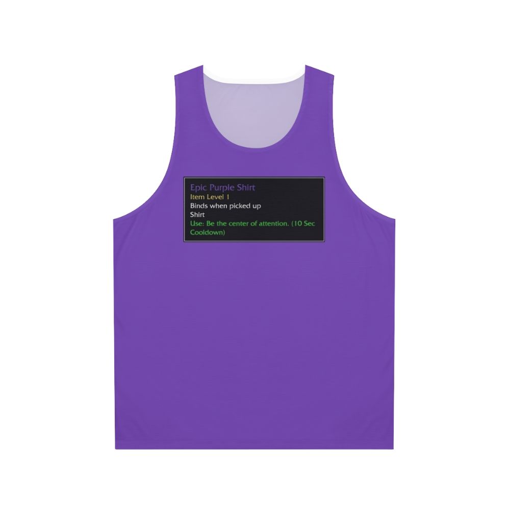 Unisex World of Warcraft inspired epic purple tank top