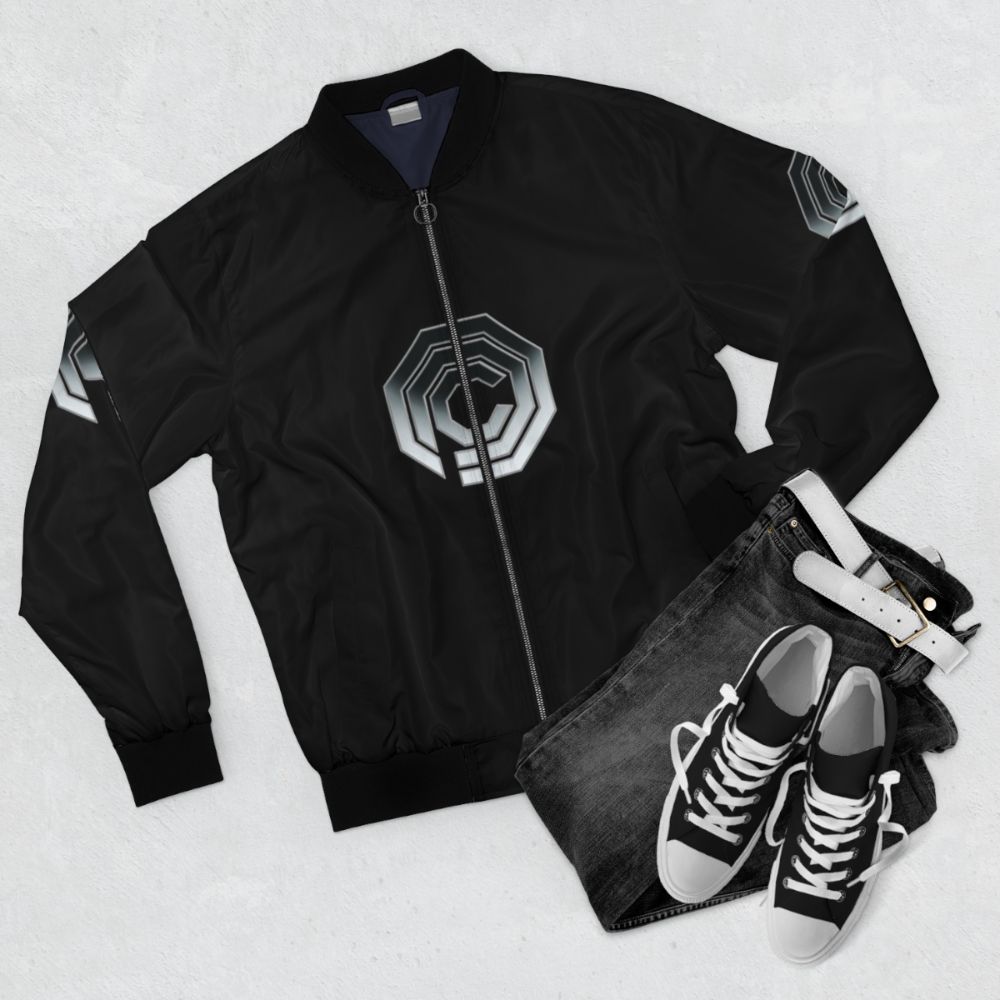 OCP Robocop Inspired Bomber Jacket - Flat lay