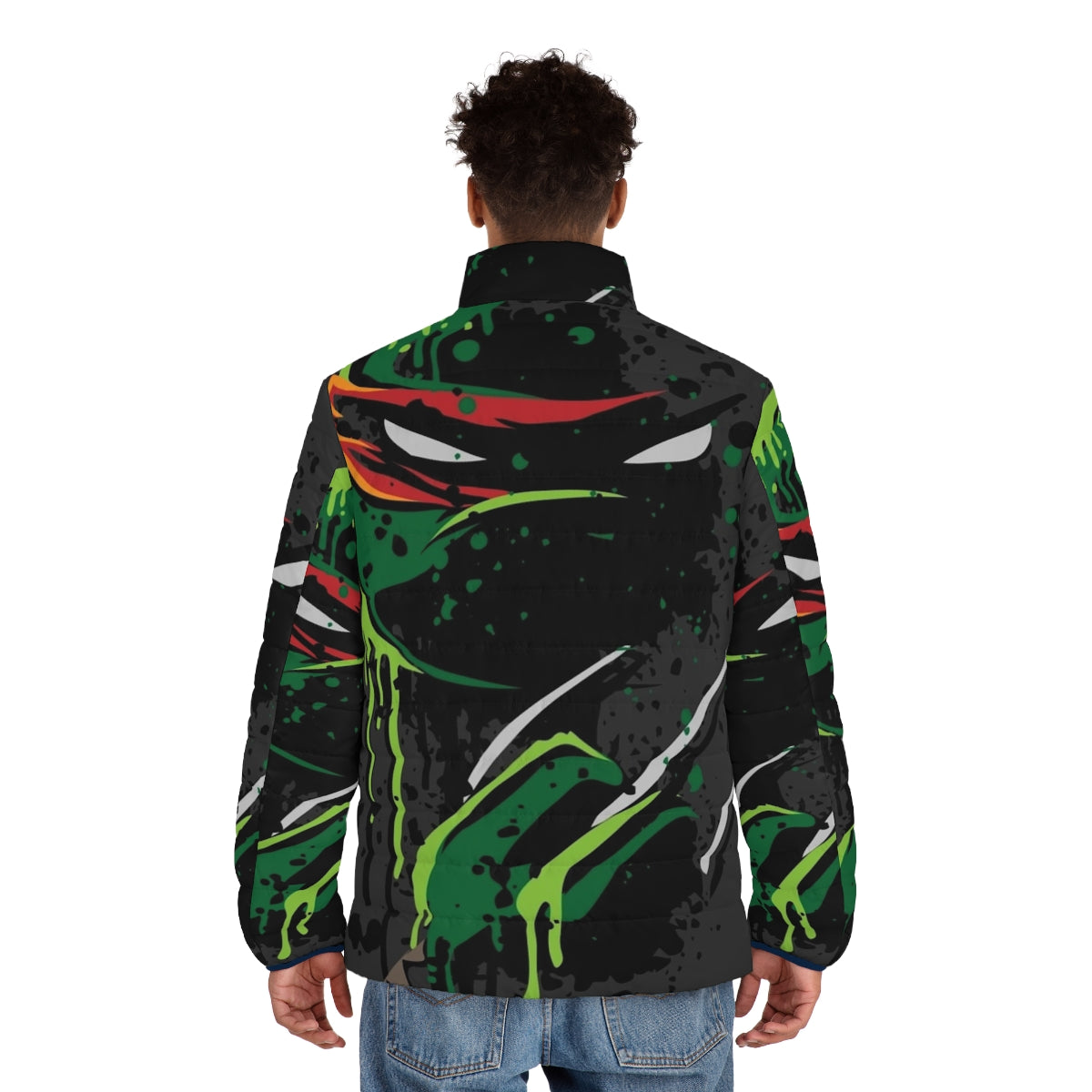 Raphael puffer jacket with TMNT graphics - men back