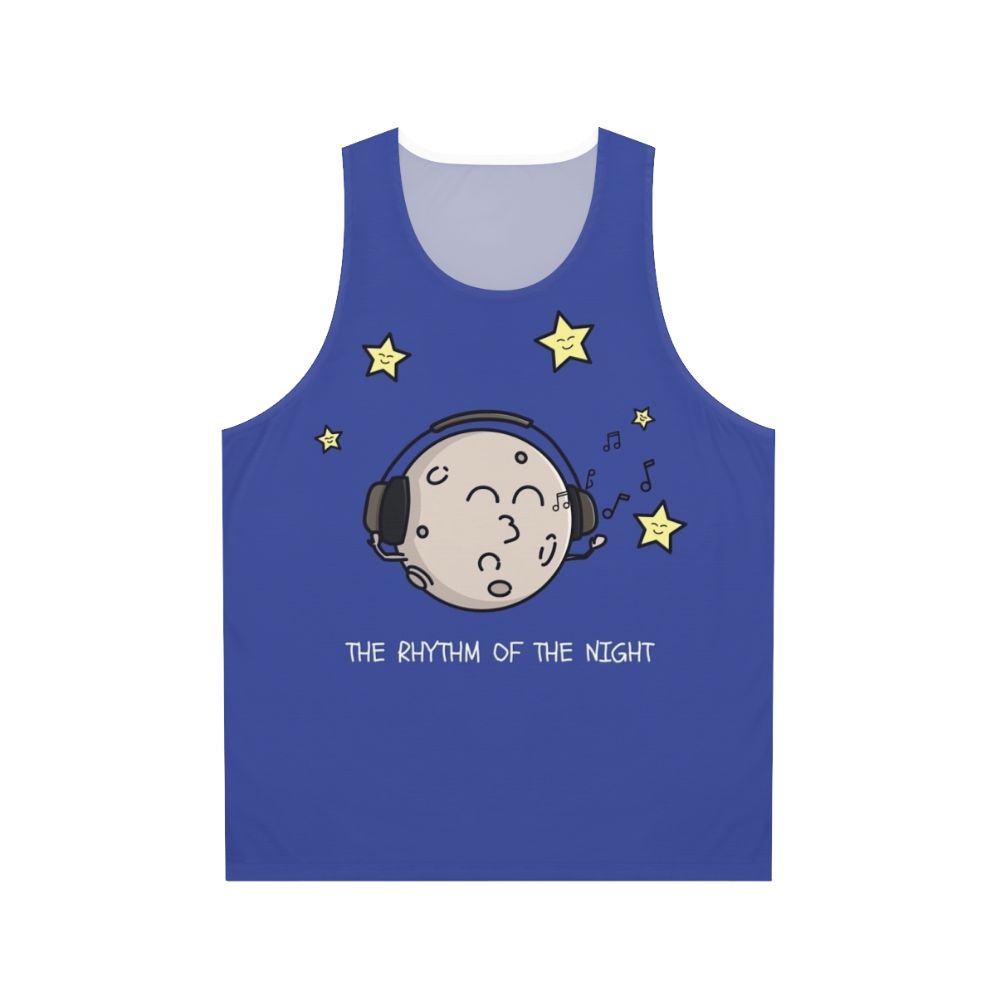 Unisex tank top with night sky and rhythmic beats design