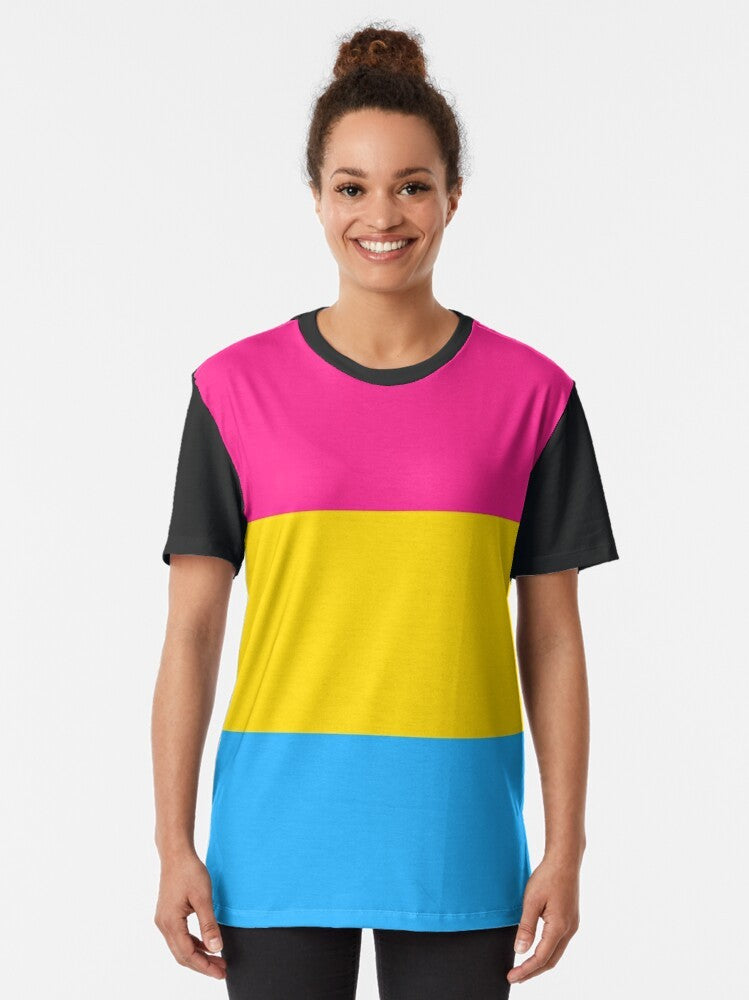 Vibrant pansexual pride flag design on a graphic t-shirt - Women