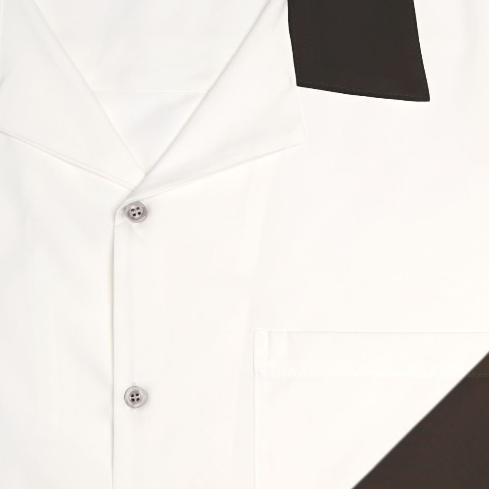 Diagonal half white and black abstract geometric Hawaiian shirt - Detail