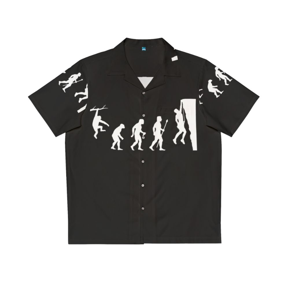 funny rock climbing evolution hawaiian print shirt