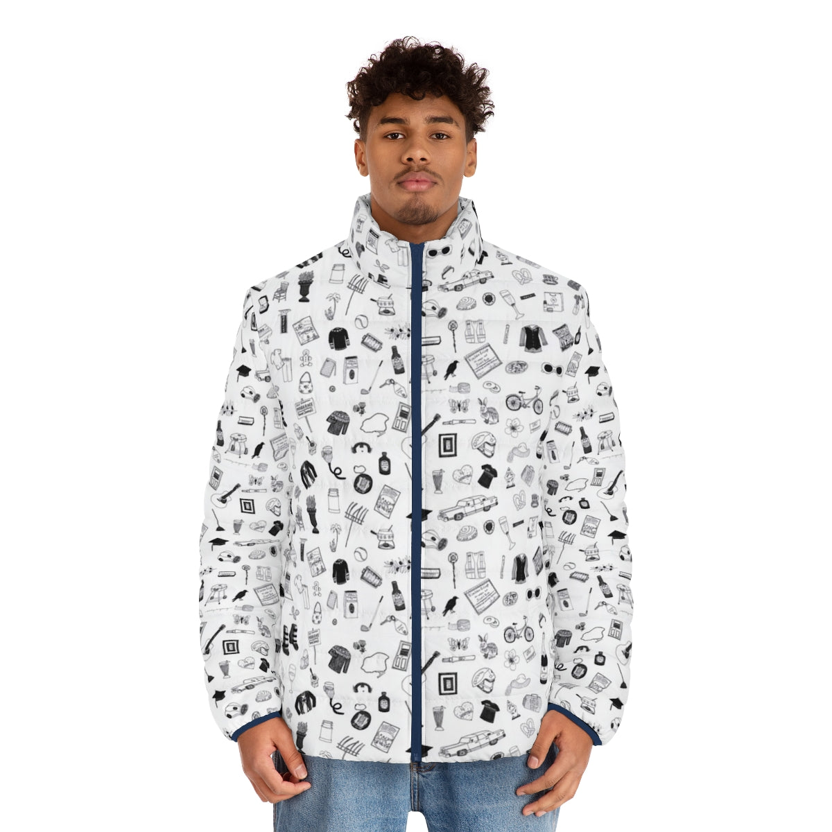 Schitt's Creek Inspired Pattern Puffer Jacket - men front