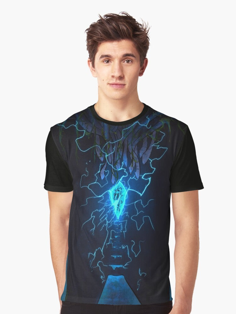 Illustration of ancient superweapons graphic on a t-shirt - Men