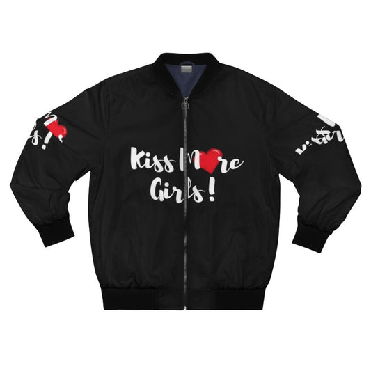 White Pride Bomber Jacket with LGBTQ+ flag design